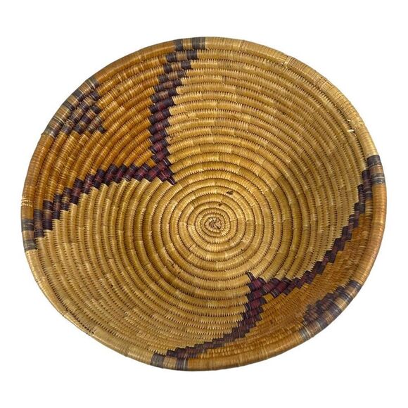 Handwoven Wolof Senegal West Africa Coiled Basket Centerpiece Decor & Storage - Picture 2 of 5